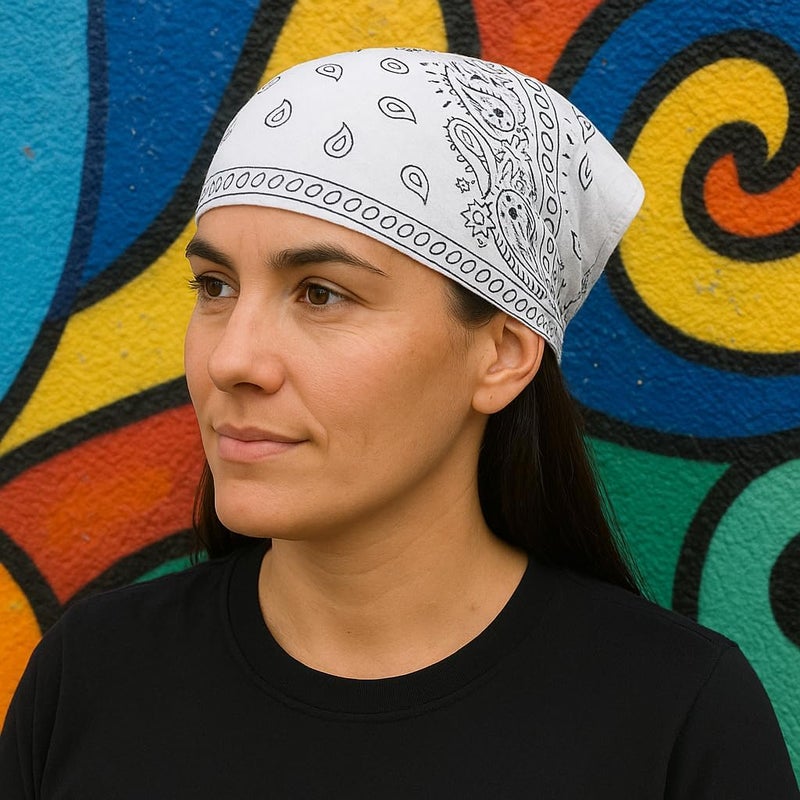 SUNRIBE 3 Pack Paisley Bandanas – 100% Cotton Square 21x21 Head Wrap, Headband, Face Cover, Neck Scarf for Men & Women - Image 4